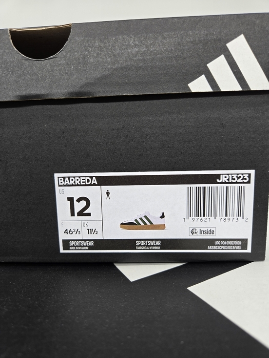 Adidas Men\'s Barreda JR1323 White Black Green Shoes Size 12 New